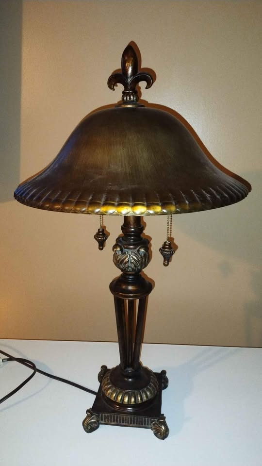 Prescott Bronze Glass Table Lamp with Champagne Accents